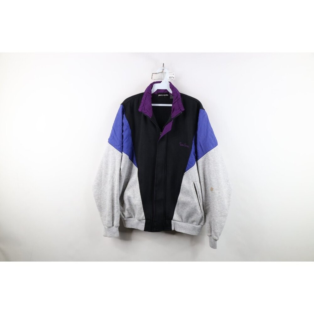 Vintage 90s Pierre Cardin Mens Large Spell Out Color Block Tennis Track Jacket